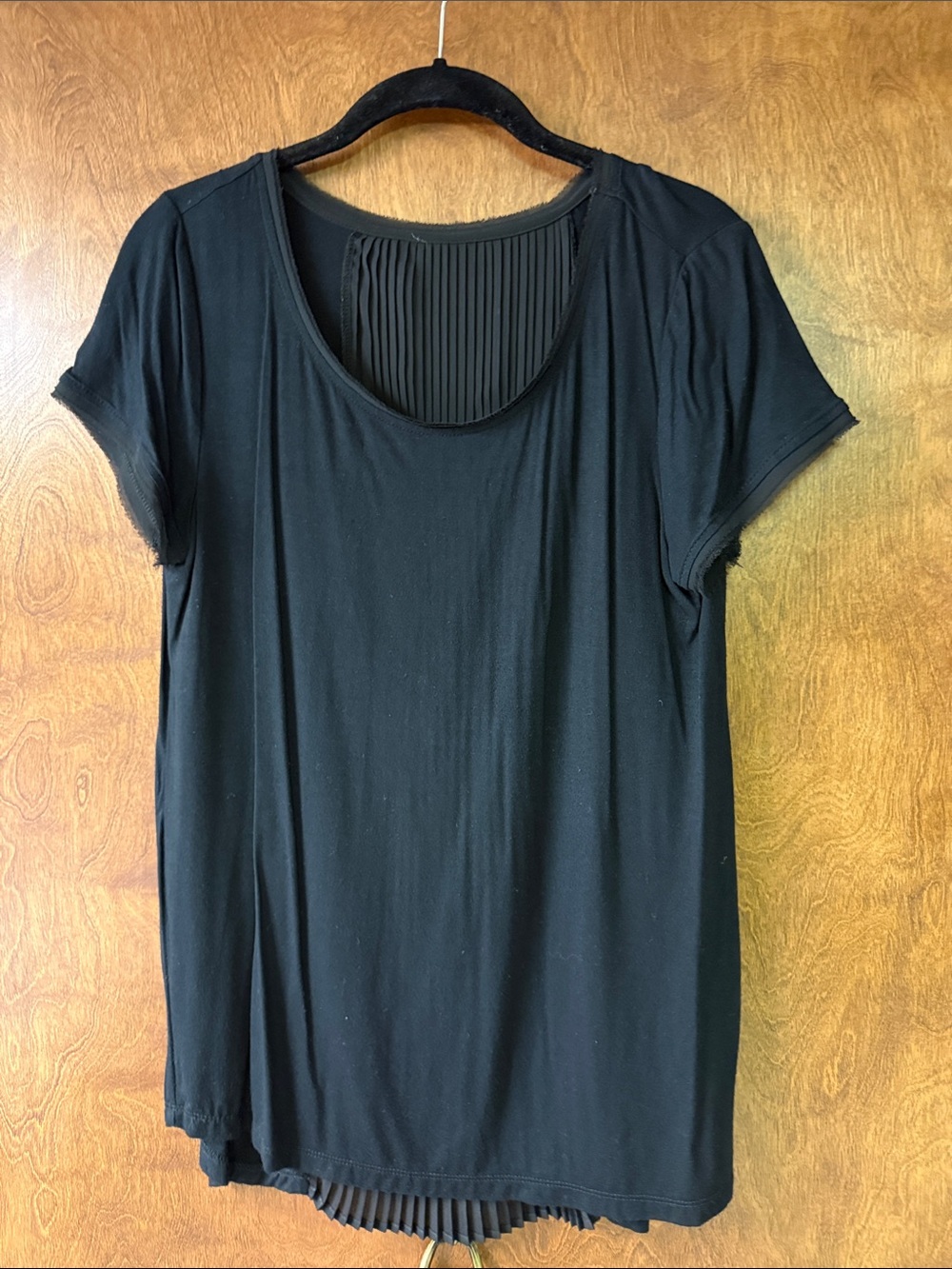 Black Pleated-Back Women's Top